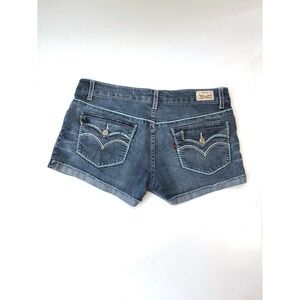 Levis Shorty Short Womens 11 Denim Shorts Medium Wash Turquoise Stitching Y2K